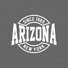 the logo for arizona new york since 1989 on a gray background with white letters and an oval