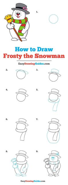 How To Draw A Snowman Step By Step, Snowman Drawing, Snowman Wallpaper, Snowman Cartoon, Drawing Instructions, Christmas Drawings, Drawing Lesson, Easy Drawing Tutorial