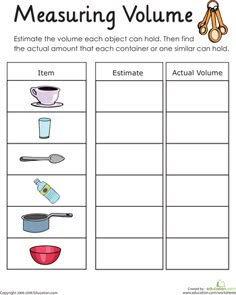 measuring volume worksheet for kids to help students learn how to measure the volume