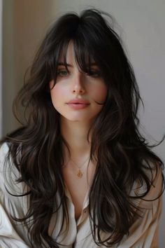 Layered Hair With Bangs, Long Dark Hair, Long Hair With Bangs, Nails 2024, Long Black Hair, Long Layered Hair, Haircuts For Long Hair, Long Hair Cuts