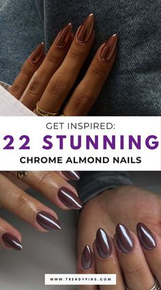 Elegant Chrome Nail Designs, 2024 Almond Nails, Chrome Almond Nails Designs, Trendy Nails 2024, Almond Nails 2024, Almond Nail Designs Trending Now, Almond Nail Colors, Trendy Nails Chrome, Almond Nails Elegant