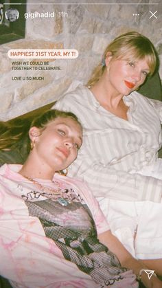 two young women laying next to each other