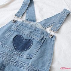 Qteee - Chic Denim Overalls with Love Heart Pocket Spring Heart Print Cotton Jeans, Trendy Heart Print Jeans For Spring, Cute Cotton Jeans With Pockets, Casual Cotton Jeans With Heart Print, Cute Spring Denim Jeans, Cute Blue Denim Jeans, Cute Medium Wash Denim Jeans, Cute Light Wash Cotton Jeans, Heart Pocket