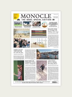 the front page of monoclee magazine, featuring an image of people in black and white