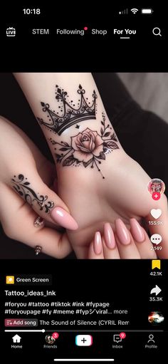 a woman's foot with tattoos on it and an image of a rose tattoo