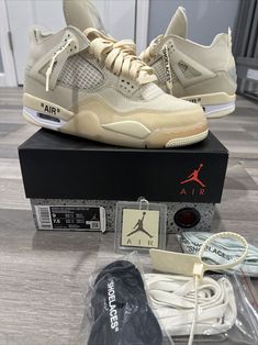 Air Jordan 4 x Off White Size 7.5 MEN/ 9 Women’s Og All. Worn 1x by me from DS. Jordan 4 Offwhite, Off White Jordan 4, Air Jordan 4 Off White, Custom Jordan Shoes, Jordan 4 Off White, Jordan Off White, Jordan 4’s, Custom Jordans, Pretty Sneakers