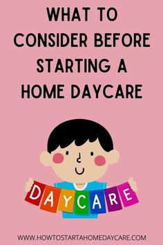 a child holding blocks with the words, what to consider before starting a home day care