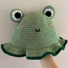 A crochet frog hat pattern which include sizing for children and adults. Pictures to help. Crochet Frog Hat Pattern, Frog Hat Pattern, Crochet Frog Hat, Frog Hat, Crochet Strawberry, Crochet Frog, Crochet Shop, Crochet Hat, Hat Pattern