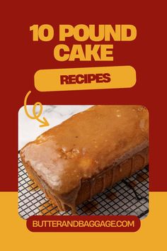 there is a cake with icing on it and the words, 10 pound cake recipes