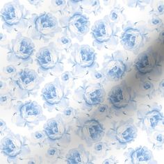 a blue and white flower print fabric