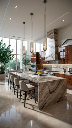 Explore 25 modern luxury kitchen designs with polished wood, marble, and stylish decor that enhance both functionality and elegance. Perfect for creating a refined cooking space with American design influences. #LuxuryInteriors #ModernDesign #SophisticatedKitchen Luxury Kitchen Island