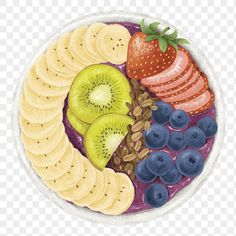 a plate filled with fruit and nuts on top of a white plate, hd png