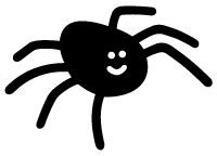 a black and white image of a spider with a smile on it's face