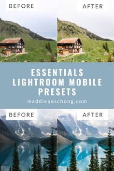 the before and after image shows how to use lightroom mobile presets for photography