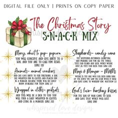 the christmas story s -nacck mix is shown in this printable file, which includes