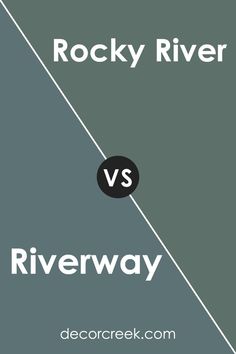 Riverway SW 6222 by Sherwin Williams vs Rocky River SW 6215 by Sherwin Williams Rocky River Sherwin Williams, Sw Riverway, Sherwin Williams Coordinating Colors, Rocky River, Trim Colors, Blue's Clues, Blue Paint Colors, Blues Clues, Cozy Cottage