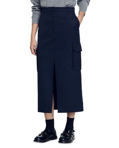 Find SANDRO Paolina Skirt on Editorialist. Sandro Paolina Skirt.Color:Navy Blue.Size:34 FR/2 US.Material:55% polyester/45% virgin wool; pocket lining: 100% cotton.Skirts. Long Cargo Skirt, Maxi Cargo Skirt, Denim Pleated Skirt, Cotton Skirts, Latest Skirts, Cargo Skirt, Denim Midi Skirt, Women Maxi, Light Blue Denim