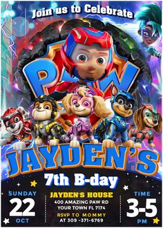 the paw patrol birthday party poster