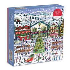 a puzzle box with a christmas scene on it