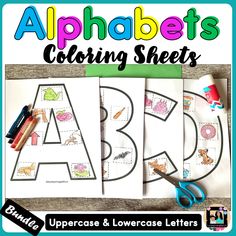 alphabets coloring sheets with scissors and crayons