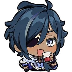 an anime character drinking from a cup