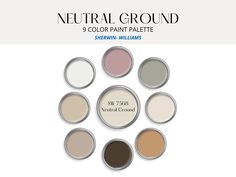 the neutral ground color paint palette is shown in several different colors and sizes, including one brown