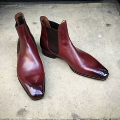 Handmade Men Red Leather Chelsea Boot on Storenvy Boot For Men, High Ankle Boots, Square Toe Boots