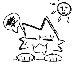 a black and white drawing of a cat with a speech bubble in it's mouth