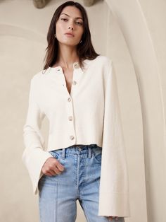 Lucia Cropped Cardigan | Banana Republic Cropped Cardigan Dress, Work Staples, Lightweight Cardigan Summer, Boyfriend Blazer, Lightweight Cardigan, Capsule Collection, Winter Clothes, Cropped Cardigan, Fall Outfit