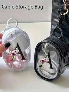 Bolsa de almacenamiento transparente con cremallera portátil y miniatura, bolsa de almacenamiento compacta multifuncional, funda para auriculares y cargador con bucle para llavero, accesorios claros para viajes Blanco    Cloruro de polivinilo Color combinado,Figuras,Letras,Liso,Plantas Organizadores de Bolso   Functional Bags, size features are:Bust: ,Length: ,Sleeve Length: Keychain Loop, Concert Gift, Zipper Storage, Charger Case, Multifunctional Storage, Black Pvc, Bag Patterns To Sew, Bag Organization, Bag Pattern