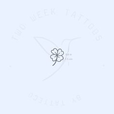 the logo for two week tattoos, with a four leaf clover on it's left side