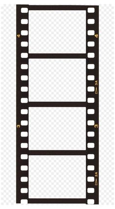 a black and white film strip on a transparent background