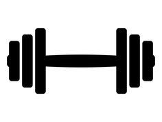 a black and white silhouette of two dumbbells