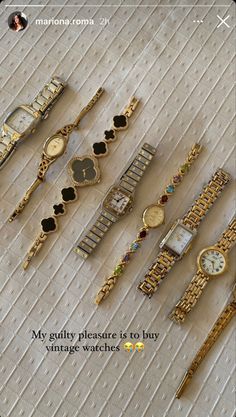 Old Money Watches Women, Old Money Jewellery, Vintage Gold Watches, Old Money Jewelry, Vintage Gold Watch, Dope Jewelry Accessories, Fancy Watches, Watches Collection, Pretty Jewelry Necklaces