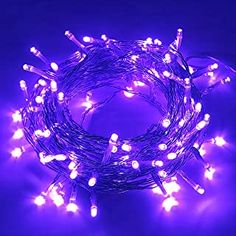 purple fairy lights on a white background