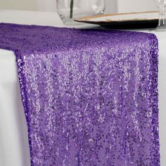 12"x108" Purple Premium Sequin Table Runner Moms 60th, Event Tables, Wide Table, Sequin Table Runner, Dining Table Runners, Sequin Tablecloth, Sequin Table, Weddings Receptions, Purple Birthday