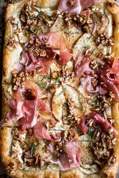 Pear & Prosciutto Ricotta Tart - The Original Dish Winter Pizza Ideas, Pear Prosciutto Appetizer, Prosciutto Galette, Pear Prosciutto, Honey Butter Sauce, Ricotta Tart, Rosemary Honey, The Original Dish, Cauliflowers