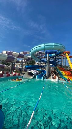 the water park is full of slides and waterslides