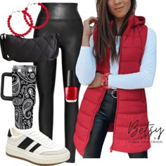 🖤❤️Game Day or Casual Day?⁠ ⁠ Shop link in our bio.....⁠ ⁠ #gameday #geogiabulldogs #puffervest #ootd #spanx #fashion #amazonoutfits #amazoninfluencer #completelooks #AlantaFalcons Casual Clothes, Sporty Chic, Puffer Vest, Game Day, Athleisure, What To Wear, Outfit Ideas, Sense, Casual Outfits