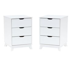 two white drawers sitting next to each other