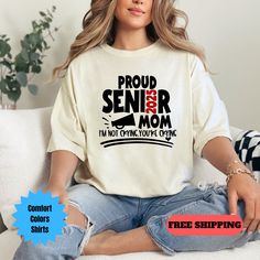 Comfort Colors Senior Cheer Mom 2025, Senior Cheer Shirt, Senior Mom 2025 Tee, Cheer Mom Shirt, Cheer Mom T-Shirt, I'm Not Crying Shirt -How to order: -Select shirt size -Select shirt color -IMPORTANT Please select design color in the Personalization box. -Add to the cart and check out. Order is ready to ship i 1-3 business days. USPS First Class Mail (2-6 days) Need your order sooner. Upgrade to USPS Priority Mail (1-4 days) in cart for additional charge Comfort Colors Shirt Features 6.1 oz., 1 Mom Senior Night Outfit, Senior Cheer Mom Shirts Design, Senior Cheer Mom Shirts, Senior Cheer Shirts, Senior Mom Shirts, Senior Things, Cheer Mom Shirt, Cheer Team Gifts, Varsity Cheer