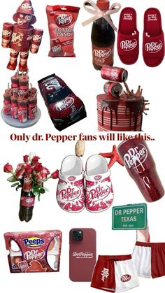 many different types of items are shown in this collage with the words, only dr pepper fans will like it