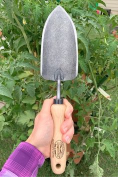 a person holding a garden tool in their hand