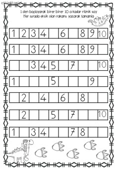 the worksheet for numbers 1 - 10 is shown in black and white, which includes