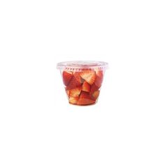 a plastic container filled with sliced strawberries