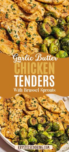 grilled chicken tenders with brussel sprouts on a plate