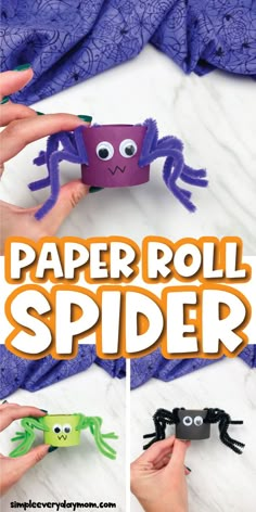 paper roll spider craft for kids to make it looks like they are playing with their hands