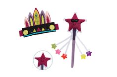 two toothbrushes with stars on them and a hair comb in the shape of a crown