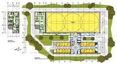 the plans for an indoor basketball court are shown in this drawing, which shows how it would