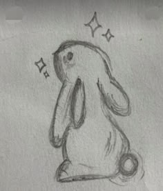 a drawing of a bunny with stars on it's head and ears, sitting down